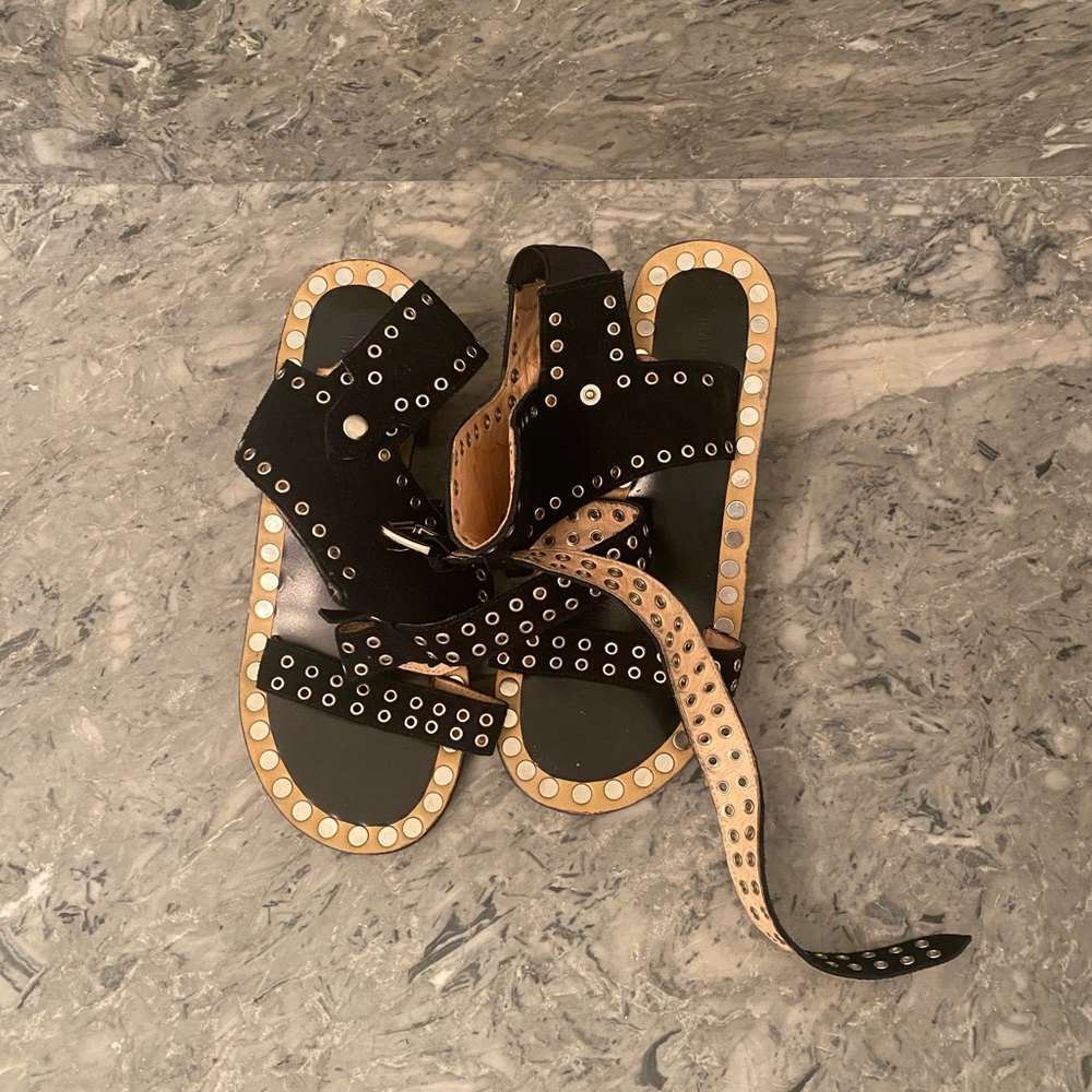 Isabel Marant Suede Black Studded Sandals